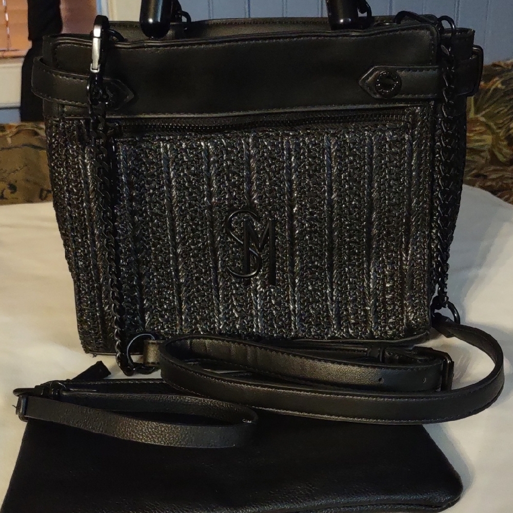 Steve Madden Black Textured Shoulder Bag
